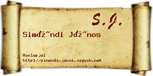 Simándi János névjegykártya
