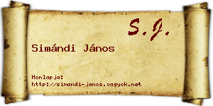 Simándi János névjegykártya